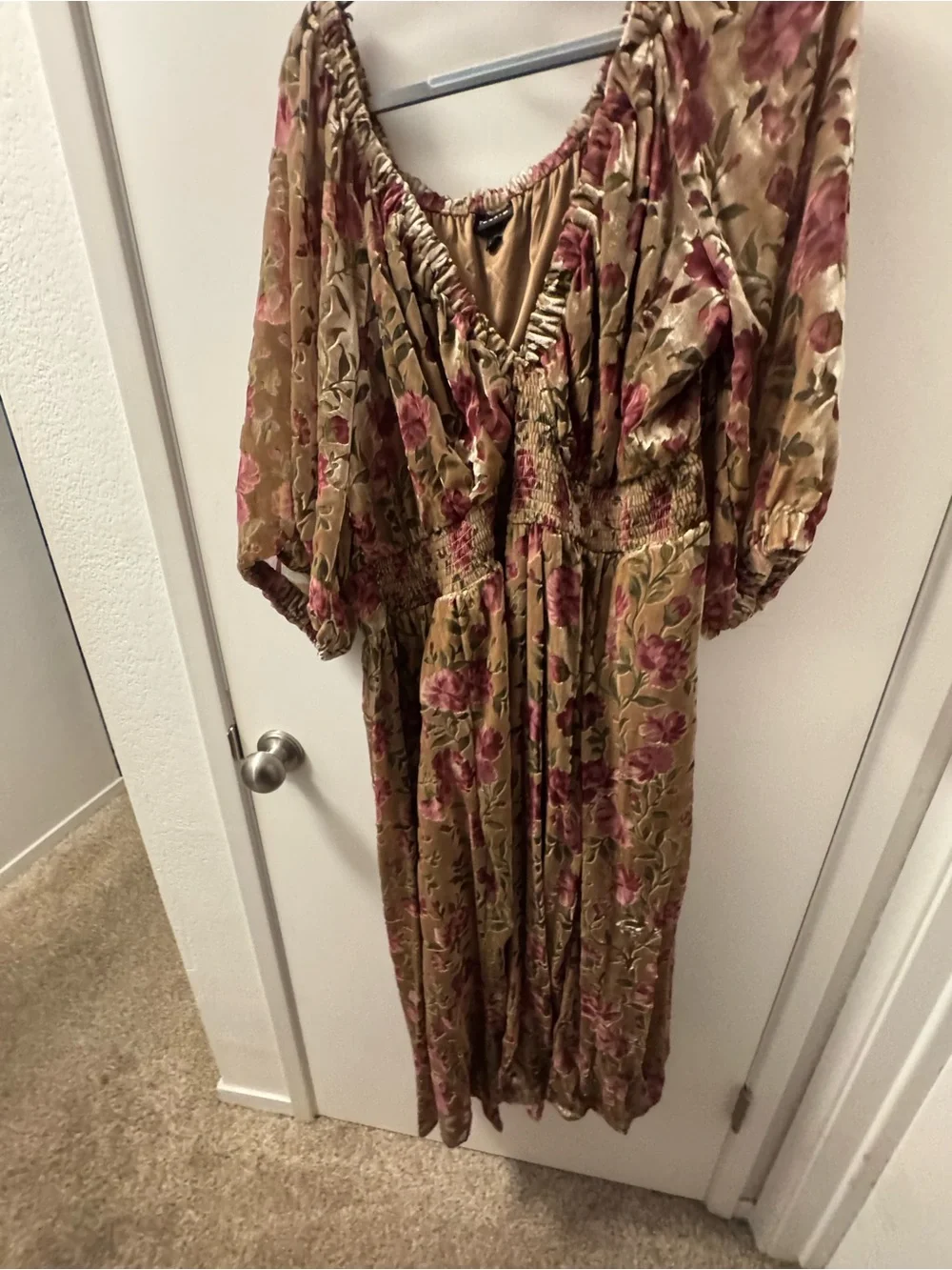 torrid Olive Midi Dress with Pink Rose Print - Picture 5 of 5